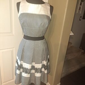 Elegant Black and White Striped Dress